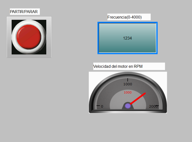 Pantalla HMI actualizada con display de velocidad en RPM en tiempo real